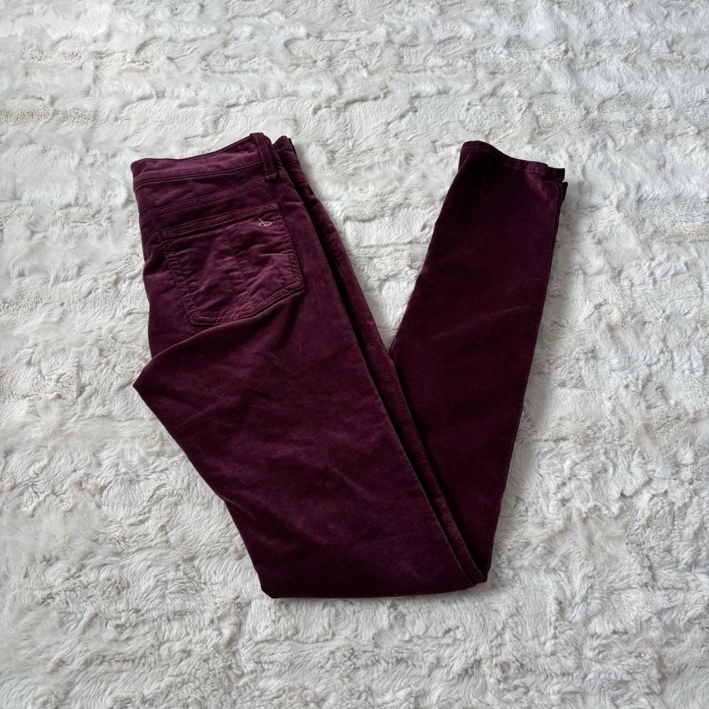 Rag and Bone Size 25 Women's Burgundy Red Velvet Skinny Jeans